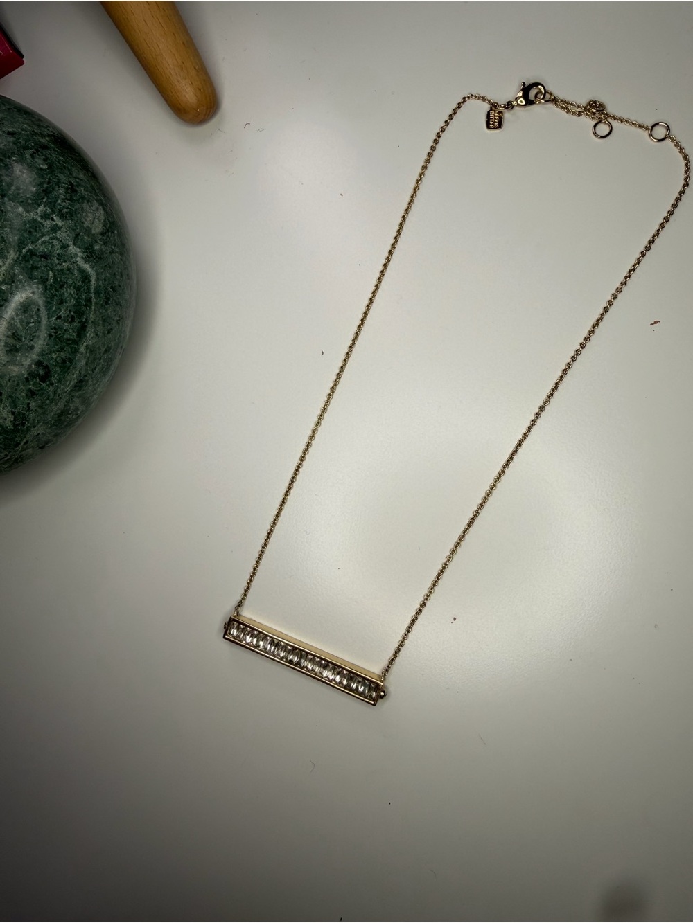 Alexis Bittar Gold Bar Necklace with Clear Crystals